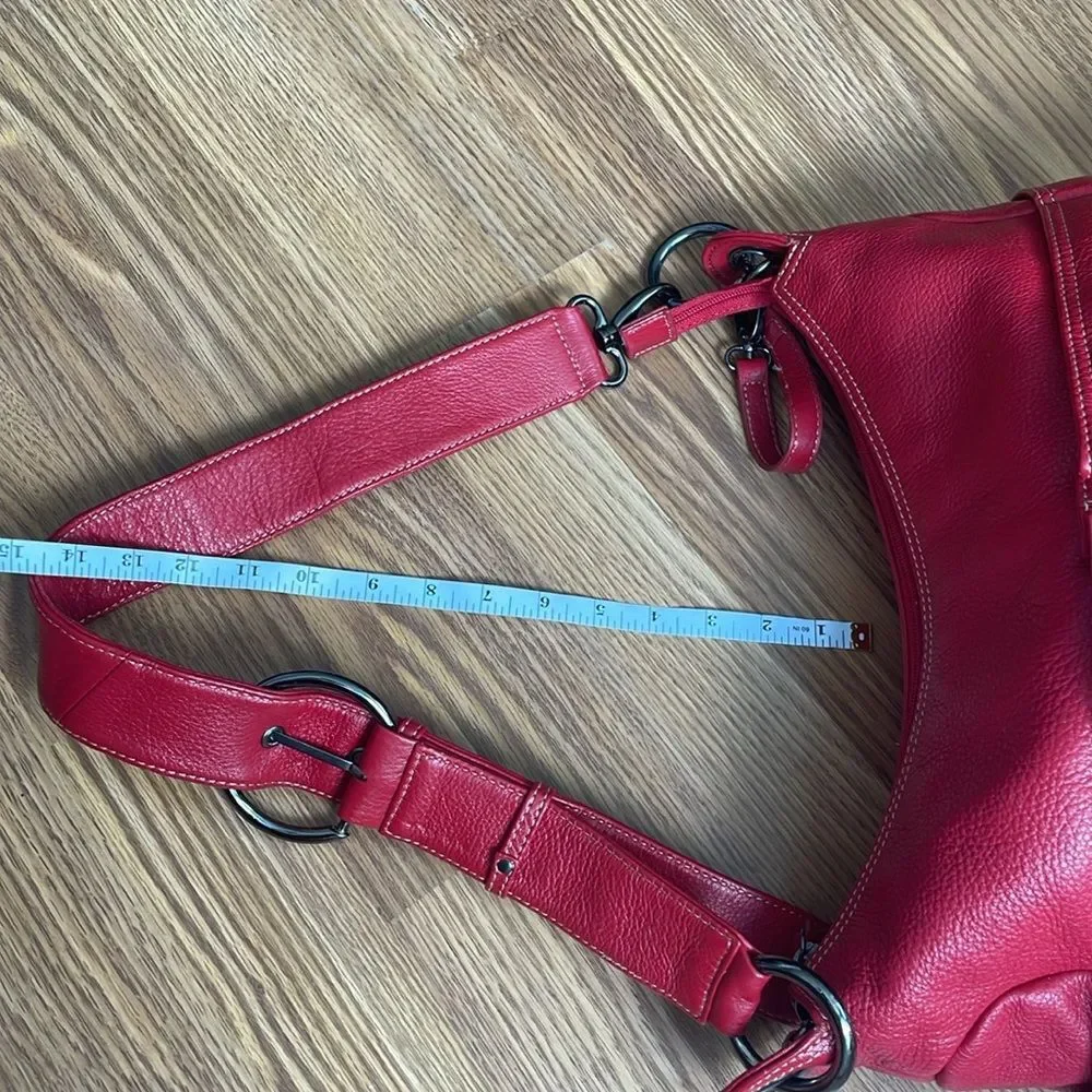 OiOi Diaper Bag Pompeian Red Leather Two Pocket Hobo Quality Made Retails $230